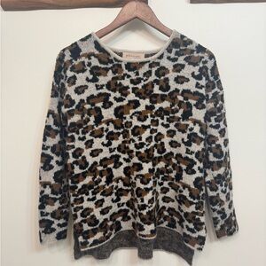 Philosophy Brown and Black Crewneck Sweater with Animal Print Small